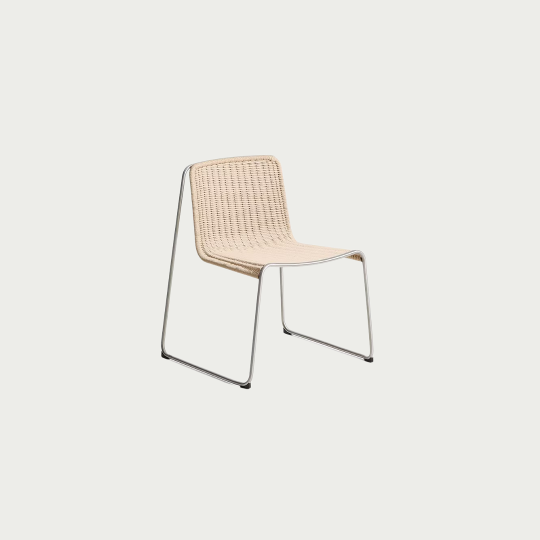 modern alfresco dining chair with steel legs