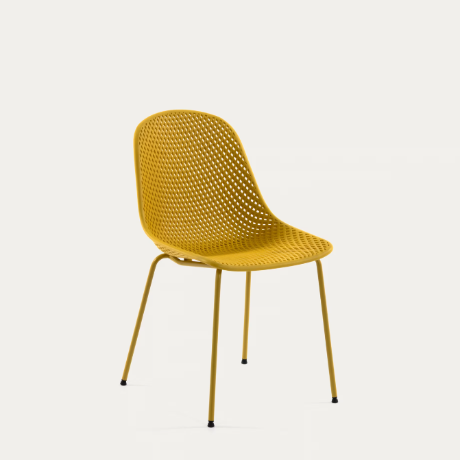 Yellow outdoor dining chair stackable lightweight durable 