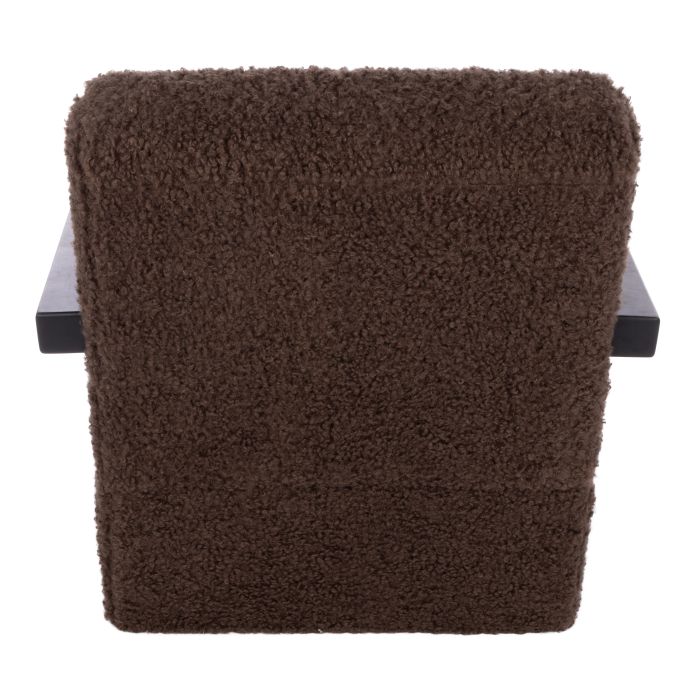 Brown textured towel on a black stand against a white background