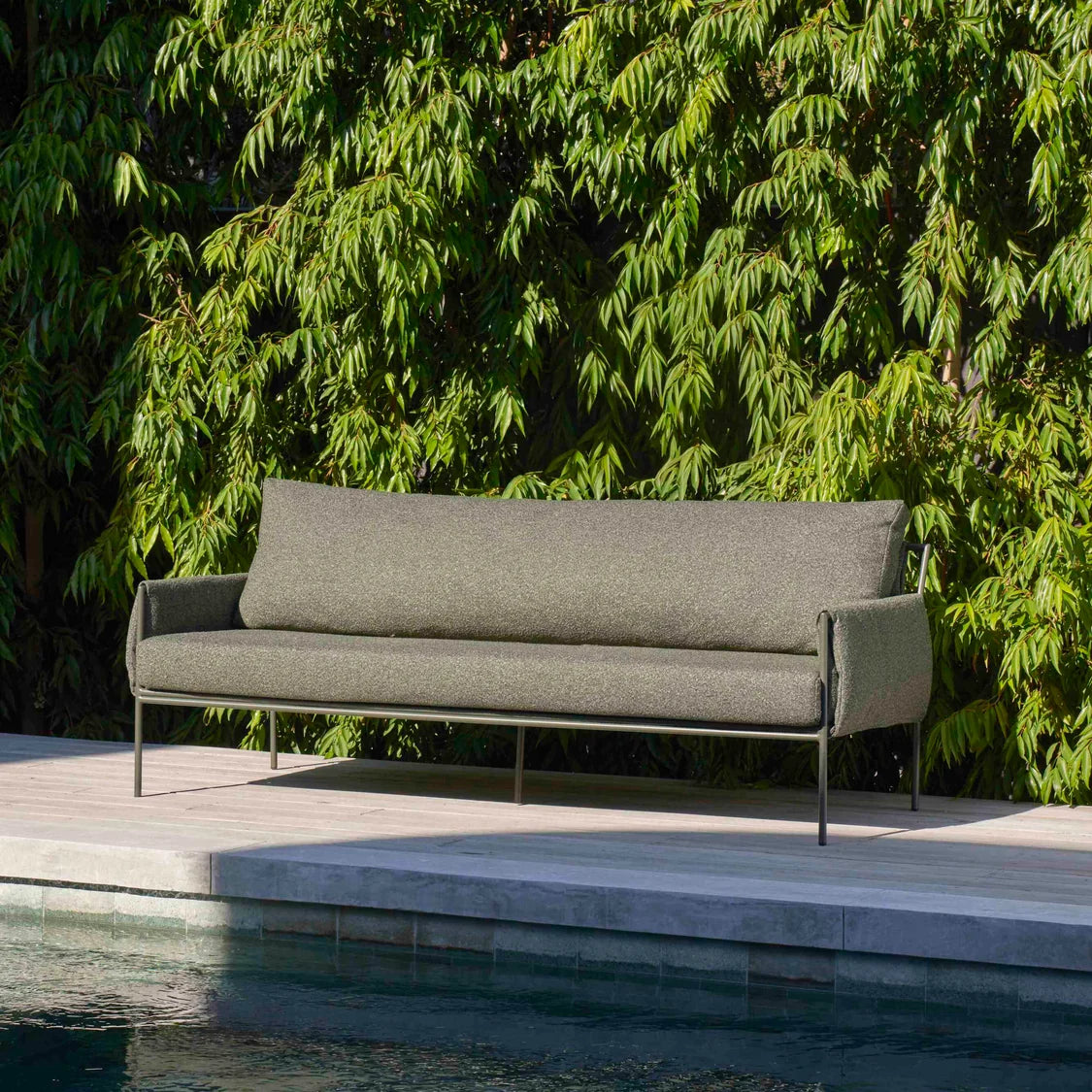 dark green outdoor sofa for alfresco area