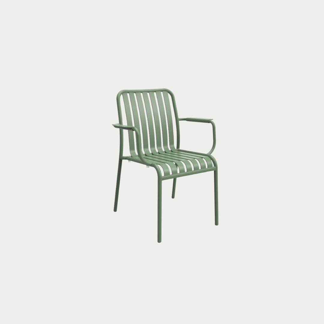 Reseeda Green Brighton outdoor dining chair with arms by Zaneti sold in Geelong 