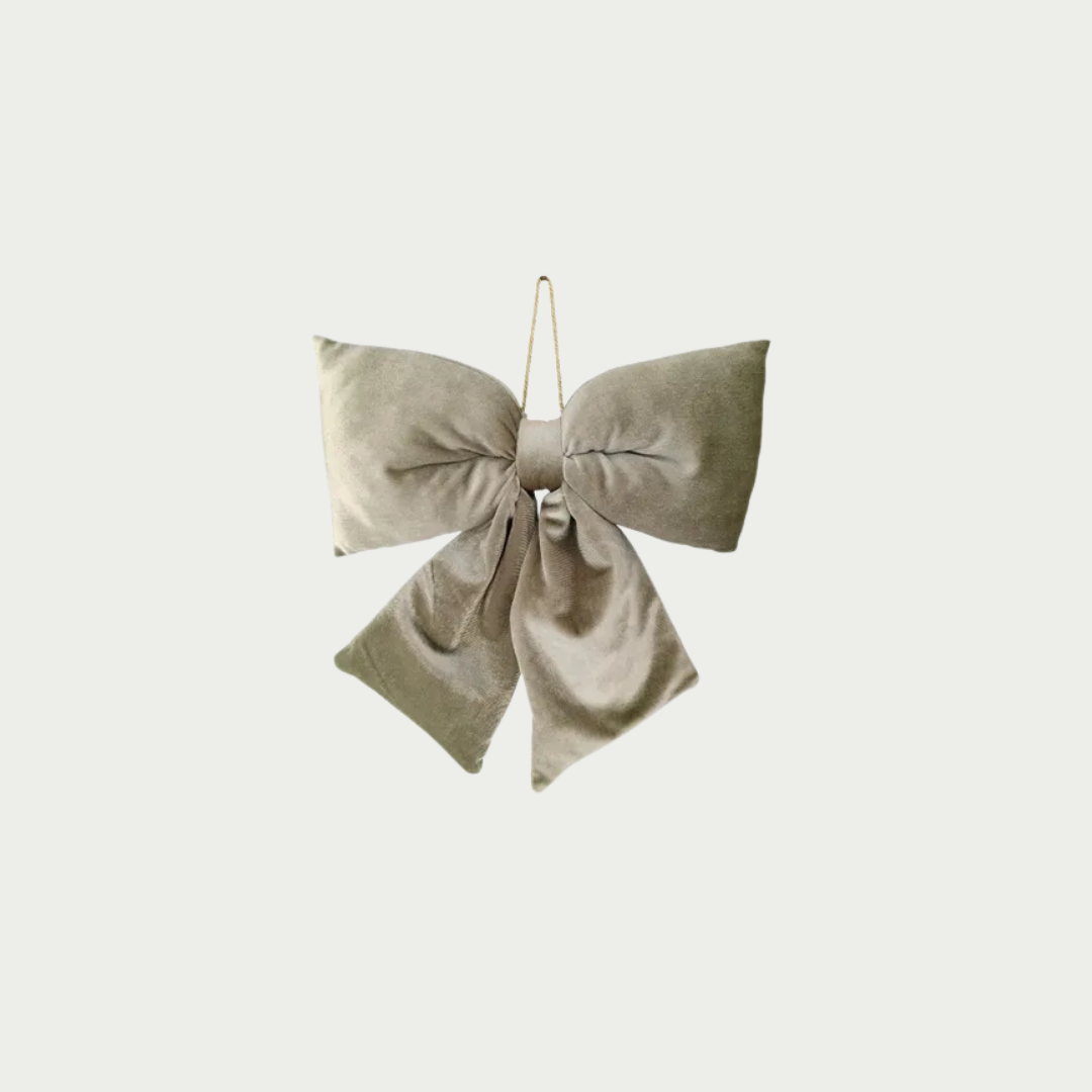 Sage green velvet Christmas bow 