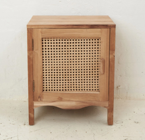 Edena Teak and Rattan Bedside Table