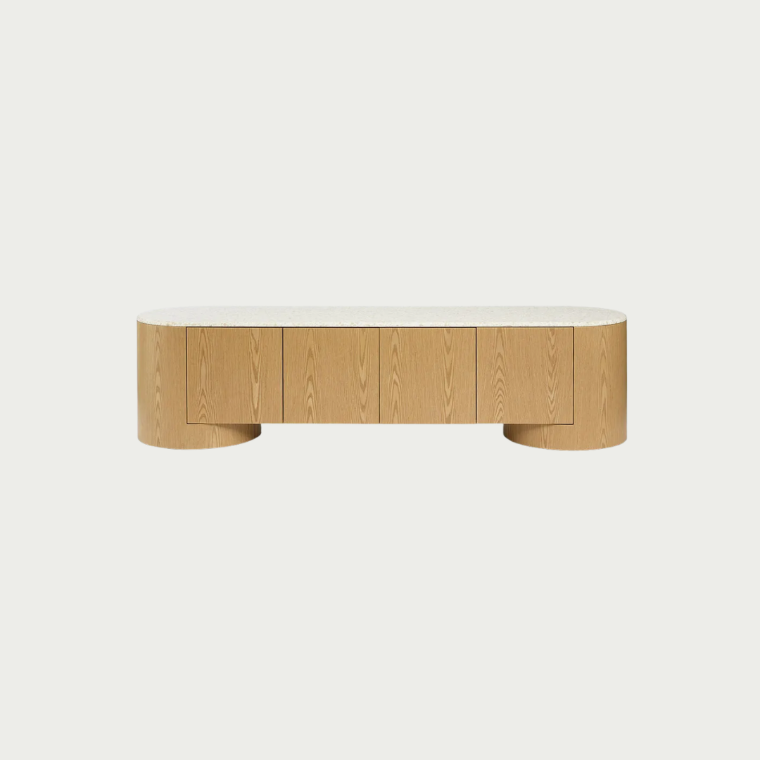 Arlo Entertainment Unit Light Oak and Terrazzo