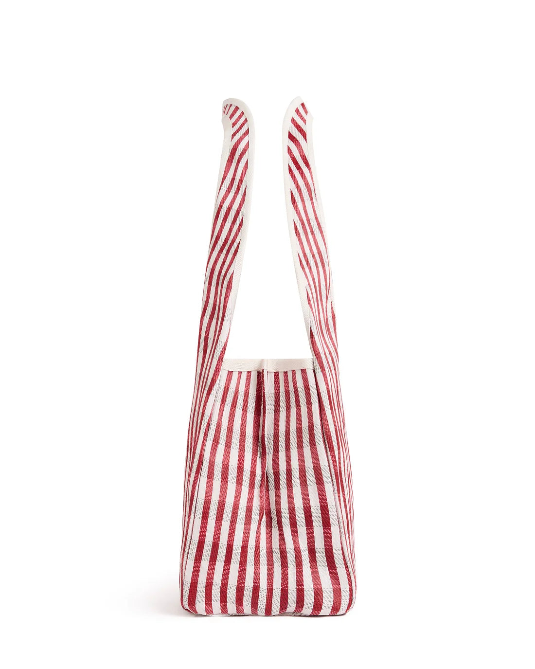 Side view of the Rouge Soleil Eau Bag recycled nylon tote 