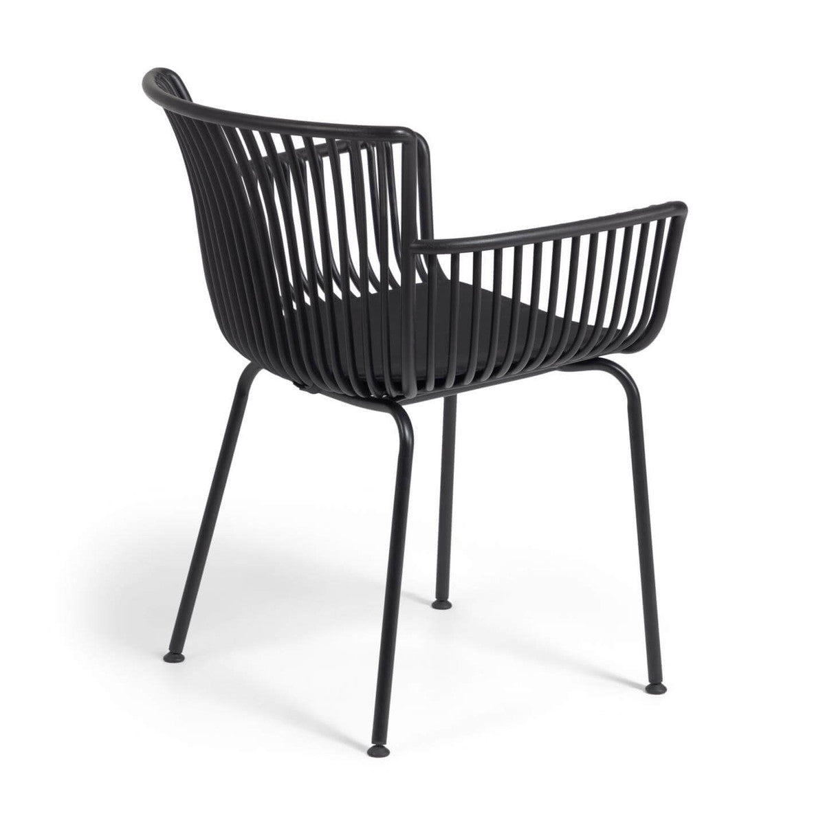 black back view Alfresco chair with a hard wearing polypropylene structure, moulded arms, and powder coated steel legs.