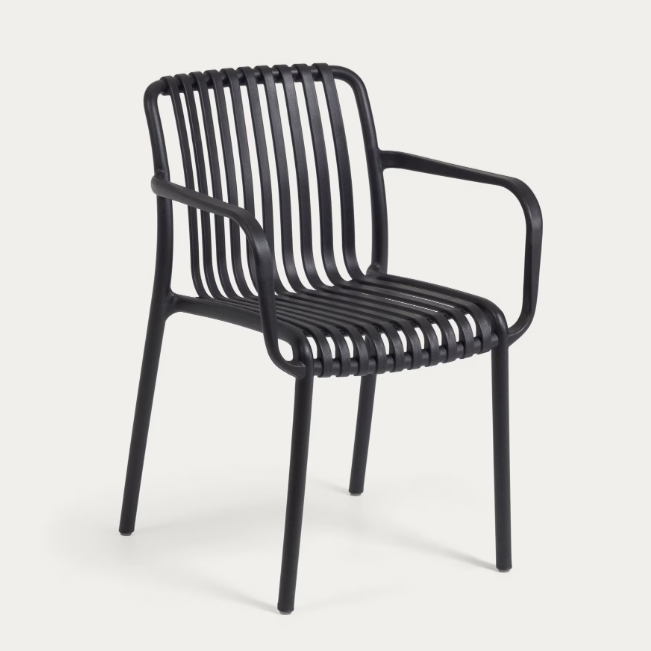 black outdoor stackable dining chair