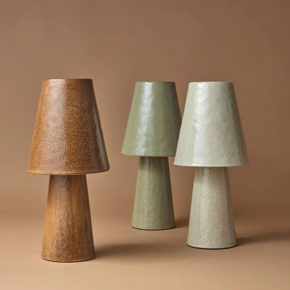 Three ceramic lamps with textured fininsh