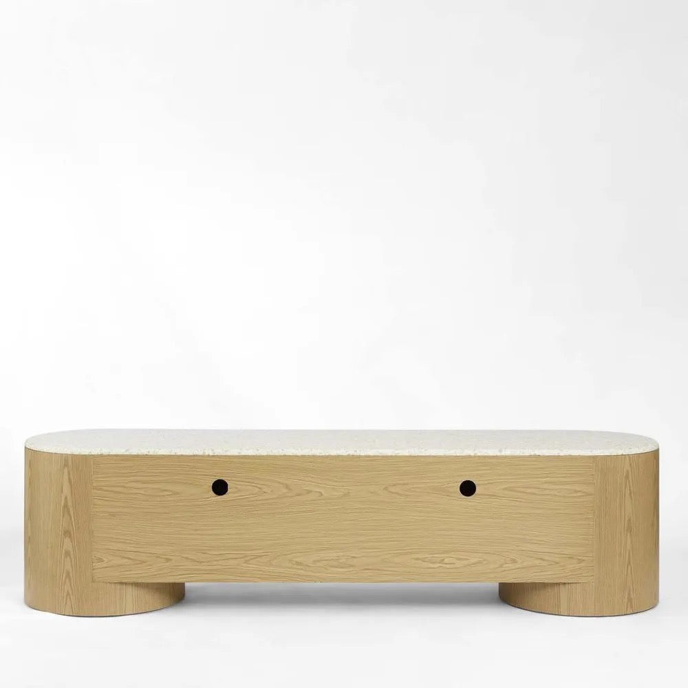 Arlo Entertainment Unit Light Oak and Terrazzo