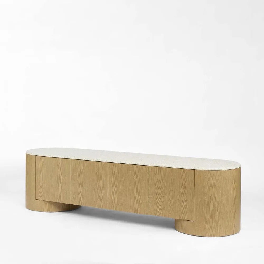 Arlo Entertainment Unit Light Oak and Terrazzo
