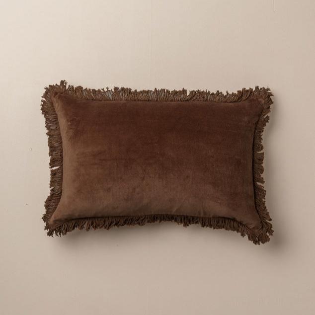 Velvet Cushions - Chocolate Fringe