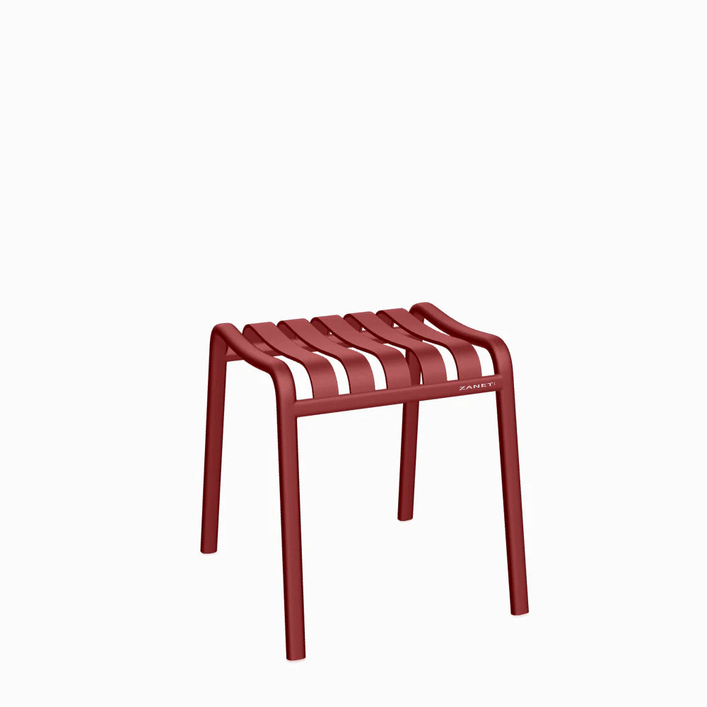 matte red outdoor low stool 