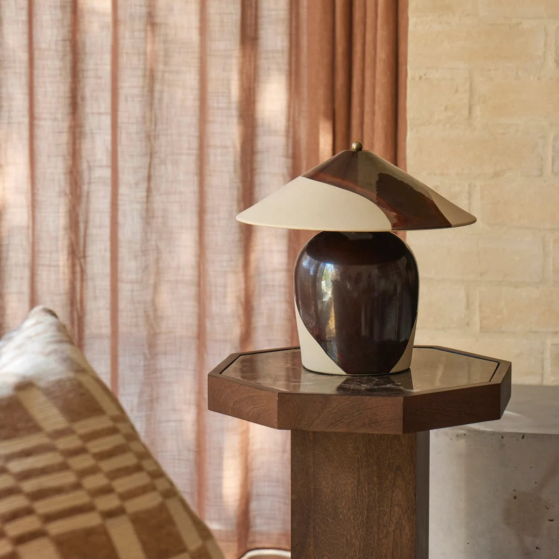 modern brown and beige side table desk lamp