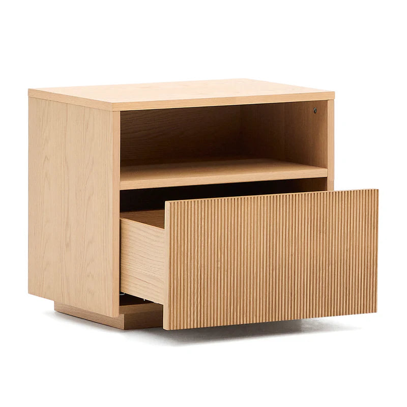 Wooden nightstand with a drawer oak wood bedroom storage 