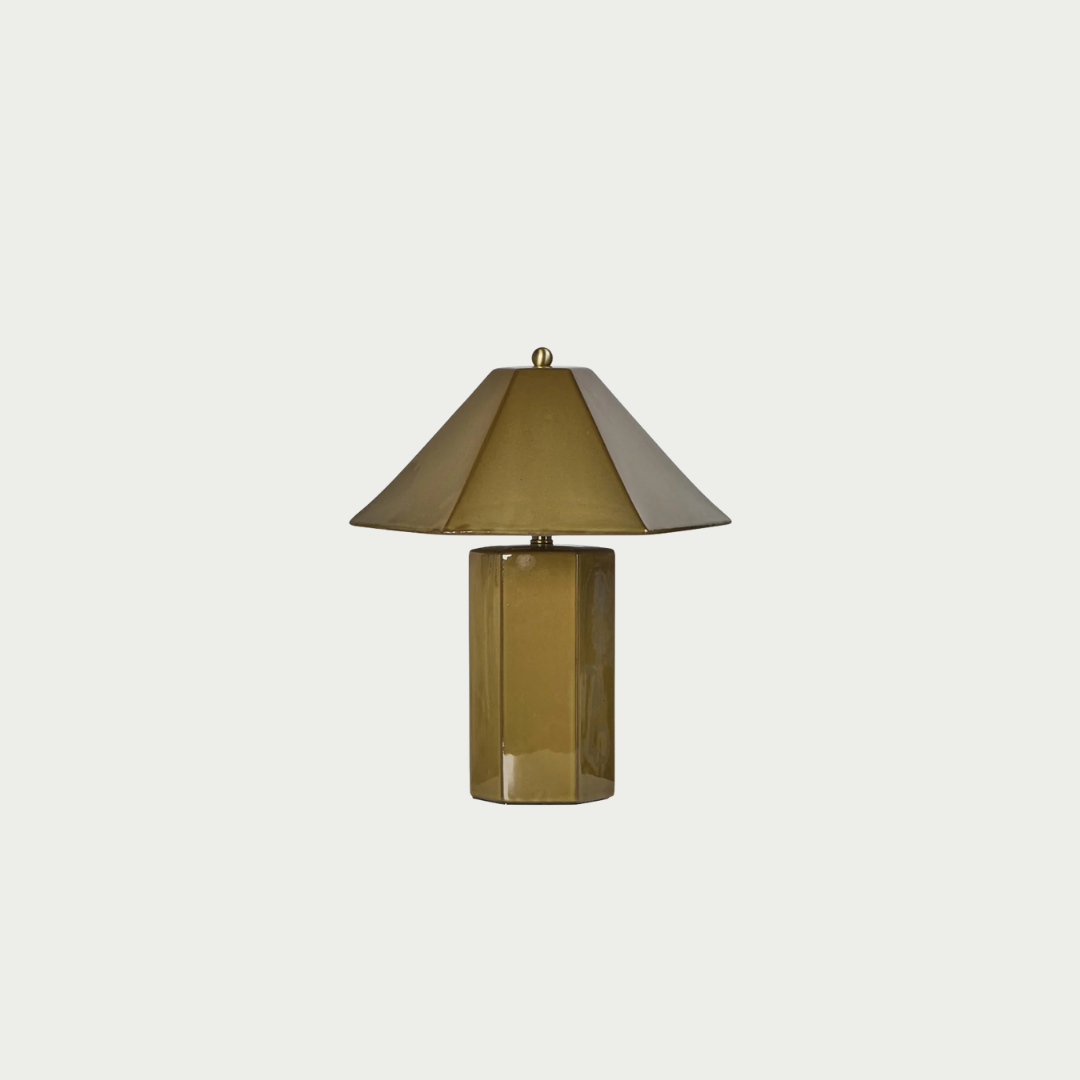 olive green ceramic table lamp