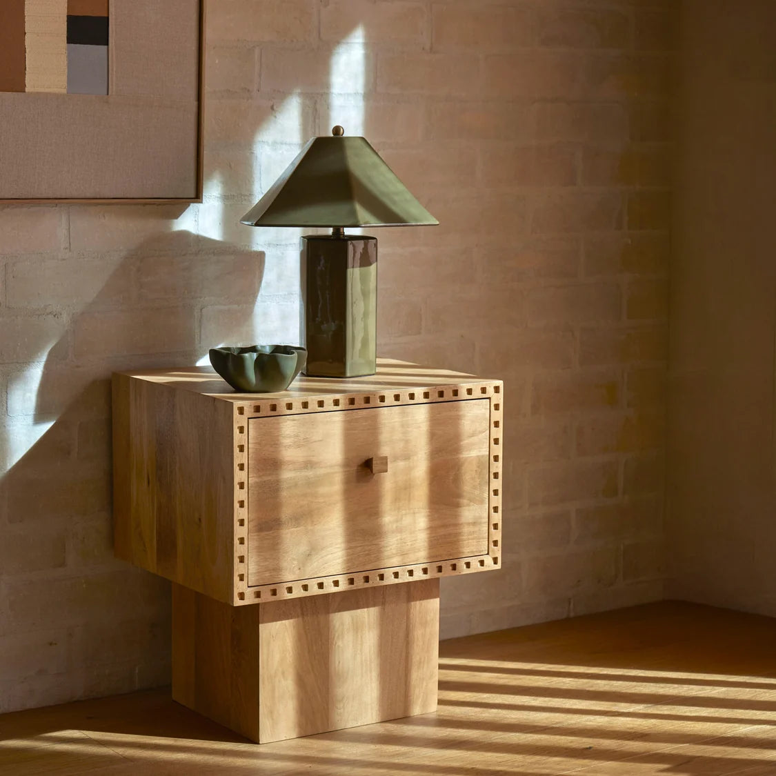 olive green side table lamp