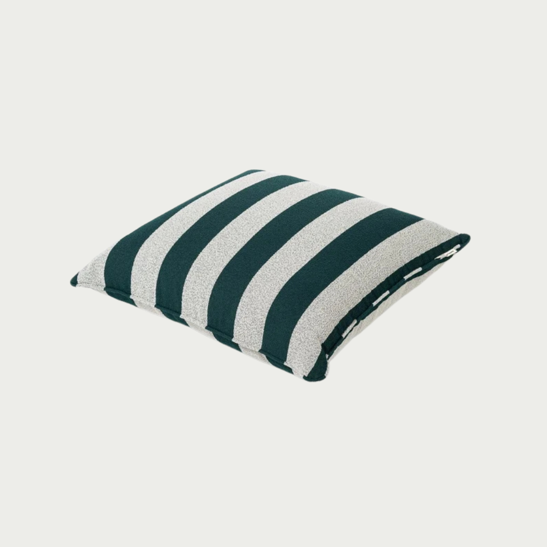 terry green stripe euro cushion for pool side or alfresco dining