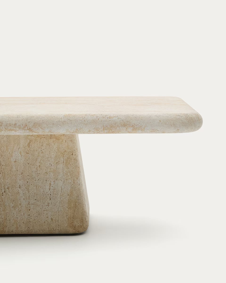 Beige stone bench on a white background