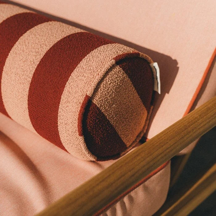 outdoor bolster red and pink cushion