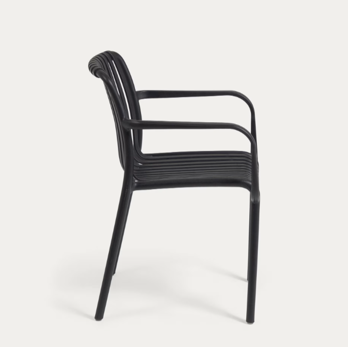 outdoor dining chair black with armrests
