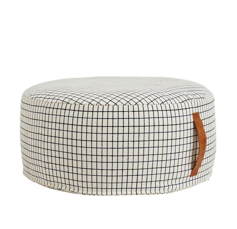 Grid Pouf Large Offwhite