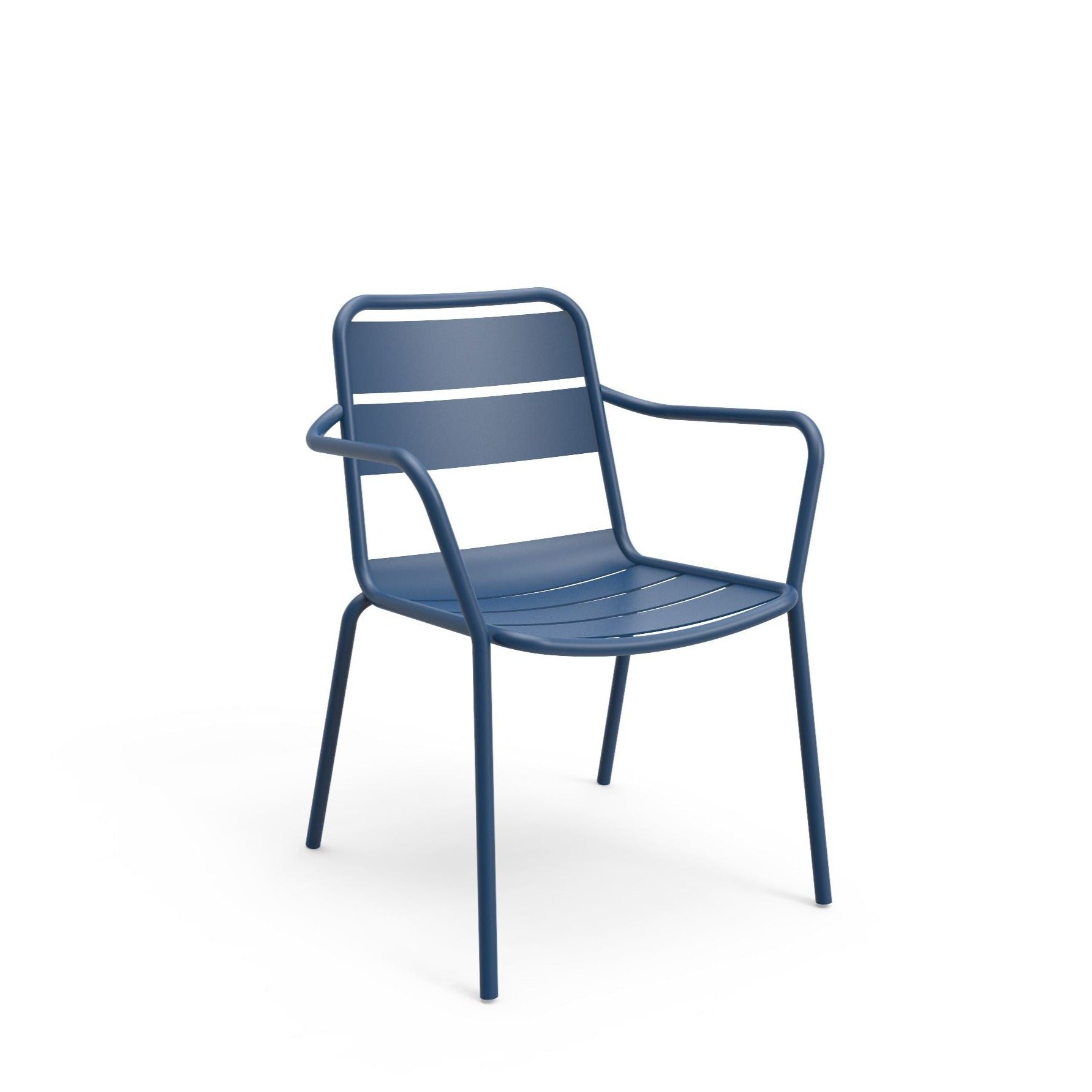 A blue Sprout Armchair with a textured finish and minimalistic design, suitable for outdoor use.