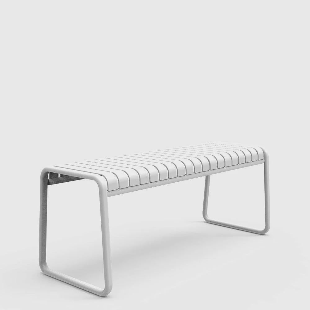 White outdoor bench seat by Zaneti that is durable and sold in Geelong 