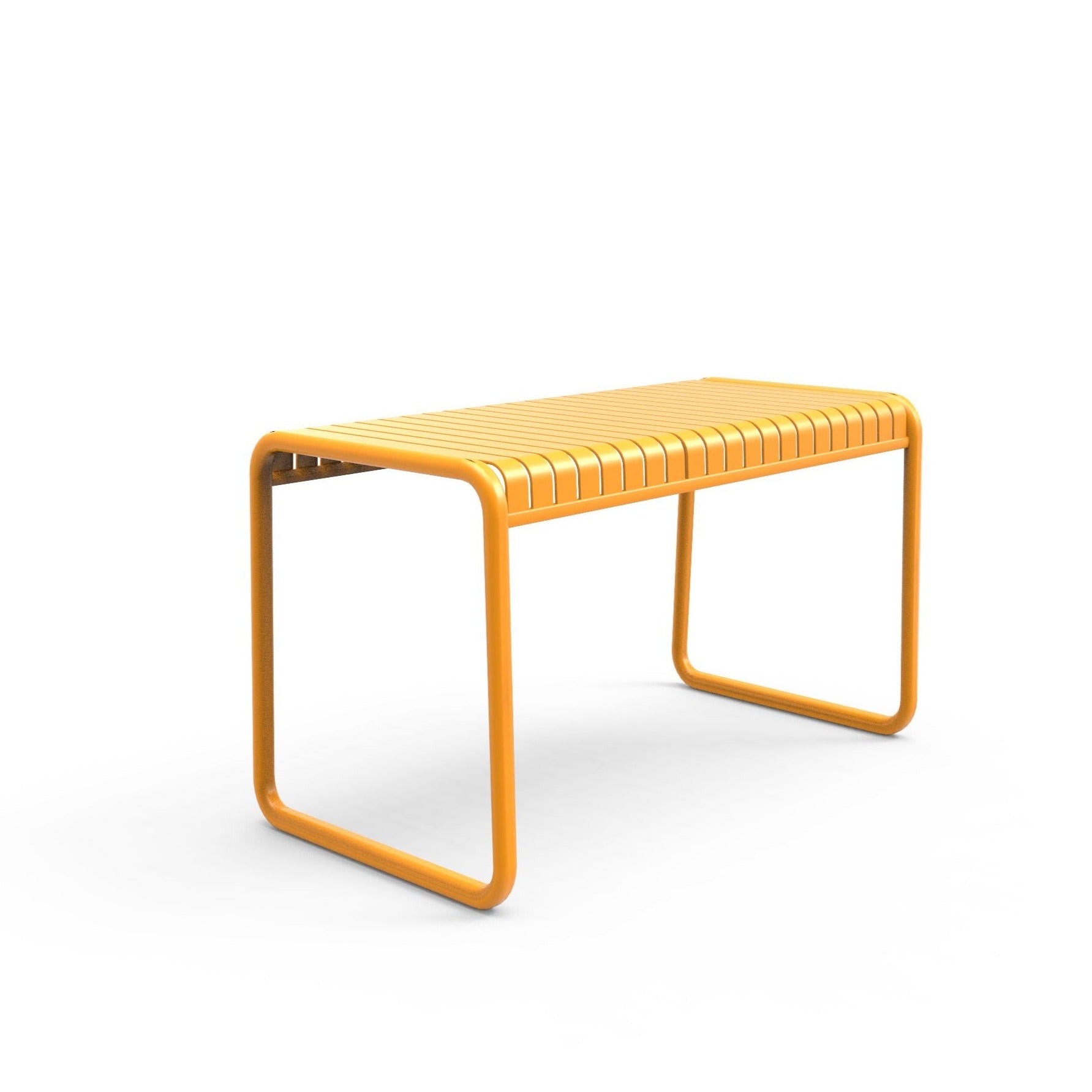 Yellow outdoor dining table by Zaneti. Durable from the Brighton range sold in Geelong. 