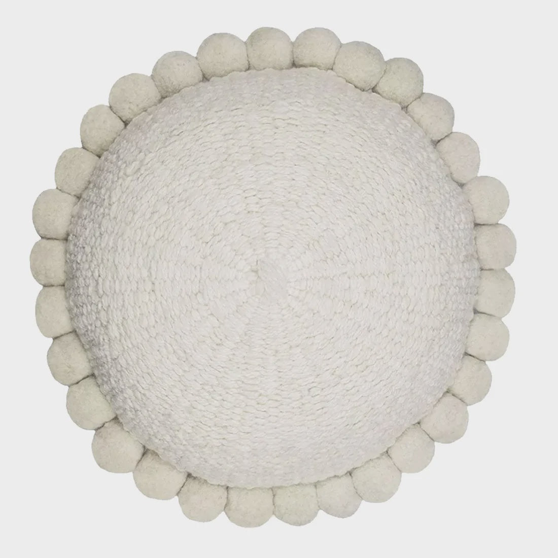 Pacha Cushion Round with Pom Poms - Natural